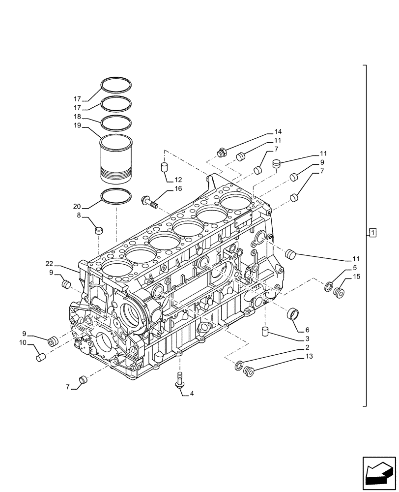 Схема запчастей Case IH F3BE9684A H001 - (10.001.AB[01]) - CRANKCASE (10) - ENGINE