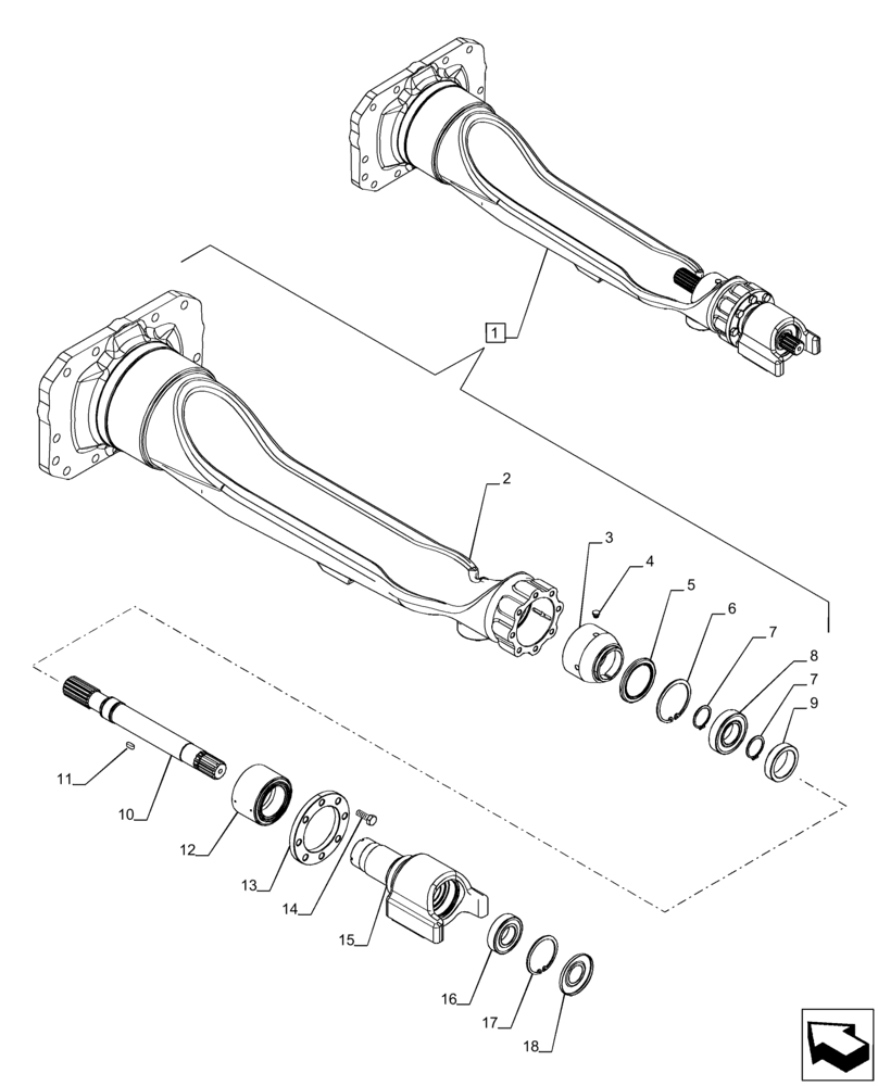 Схема запчастей Case IH PUMA 150 - (25.100.BL[02]) - VAR - 758045, 758046 - SUSPENDED FRONT AXLE, ARM (25) - FRONT AXLE SYSTEM