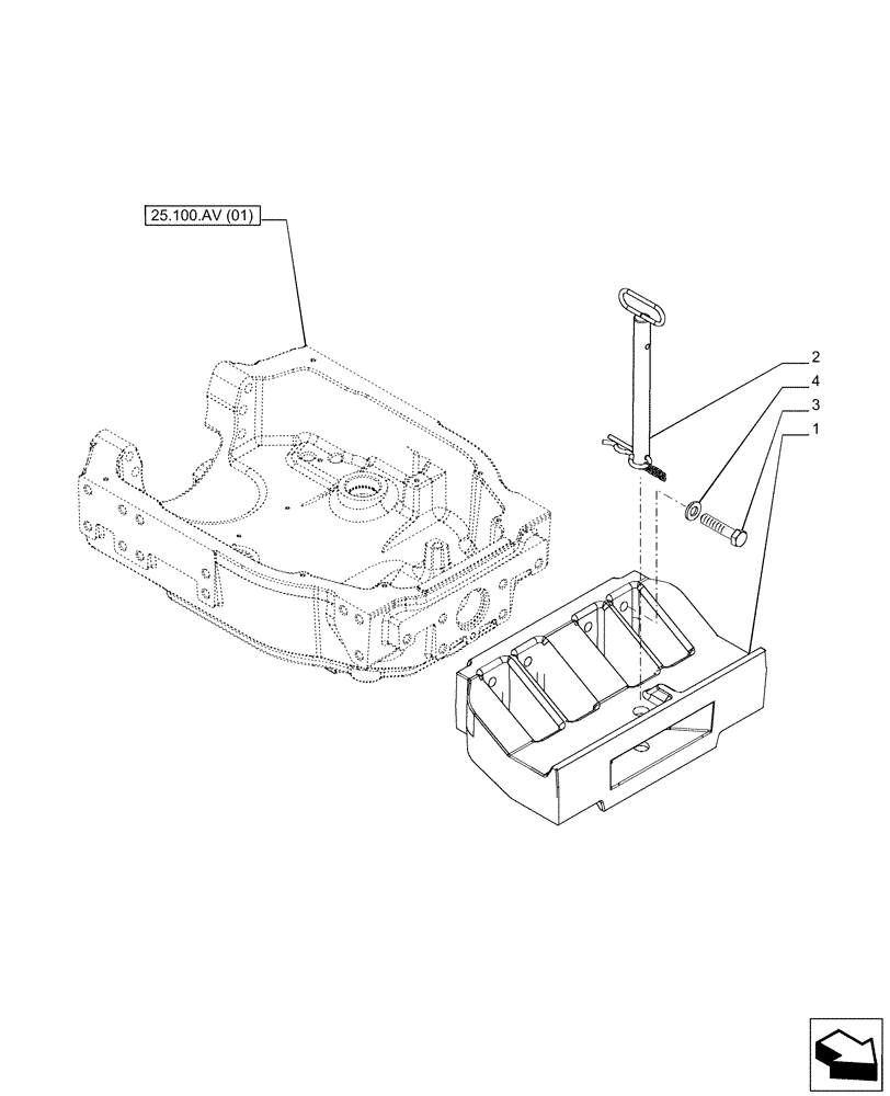 Схема запчастей Case IH PUMA 150 CVT - (39.140.AF[02]) - VAR - 758095 - FRONT WEIGHT, TOW HOOK (39) - FRAMES AND BALLASTING