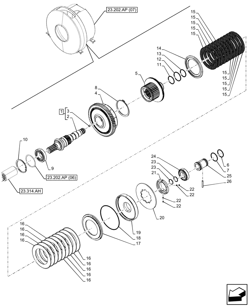 Схема запчастей Case IH PUMA 220 CVT - (23.202.AP[05]) - VAR - 337427, 337433, 391138, 758022, 758870 - 4WD ENGAGEMENT CLUTCH CONTROL, CVT (23) - FOUR WHEEL DRIVE SYSTEM