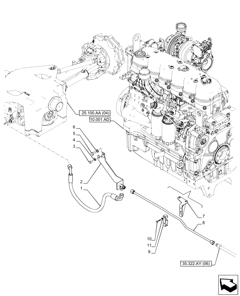 Схема запчастей Case IH PUMA 185 CVT - (25.102.AT[06]) - VAR - 758050 - SUPERSTEER FRONT AXLE, DIFFERENTIAL LOCK, LINE (25) - FRONT AXLE SYSTEM