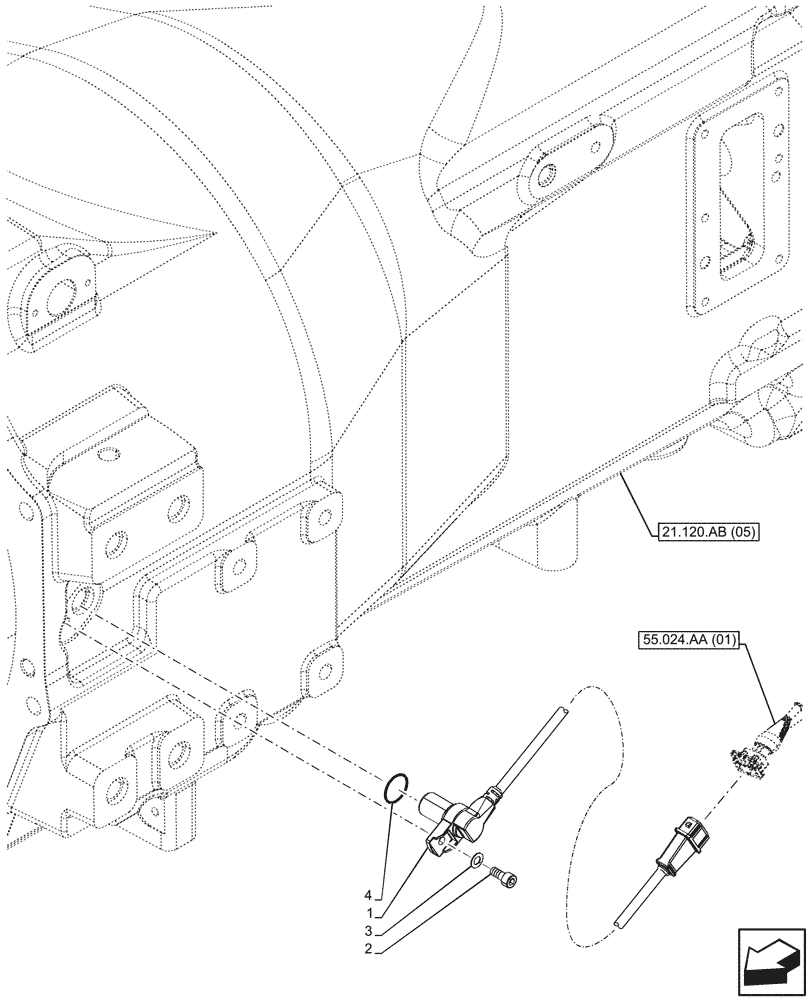 Схема запчастей Case IH PUMA 165 CVT - (55.020.AB[05]) - VAR - 337427, 337433, 391138, 758022, 759053 - TRANSMISSION, SPEED SENSOR (55) - ELECTRICAL SYSTEMS