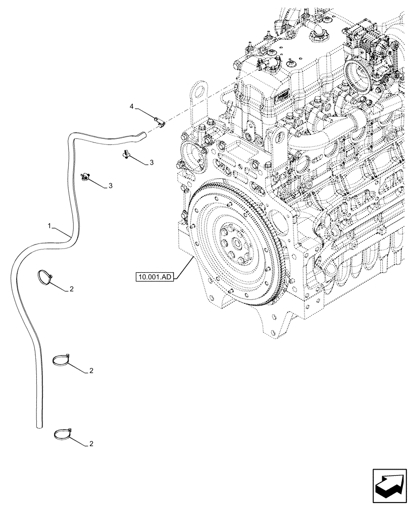 Схема запчастей Case IH PUMA 240 CVT - (10.304.AP) - VAR - 391130, 758000 - HOSE, CRANKCASE (10) - ENGINE