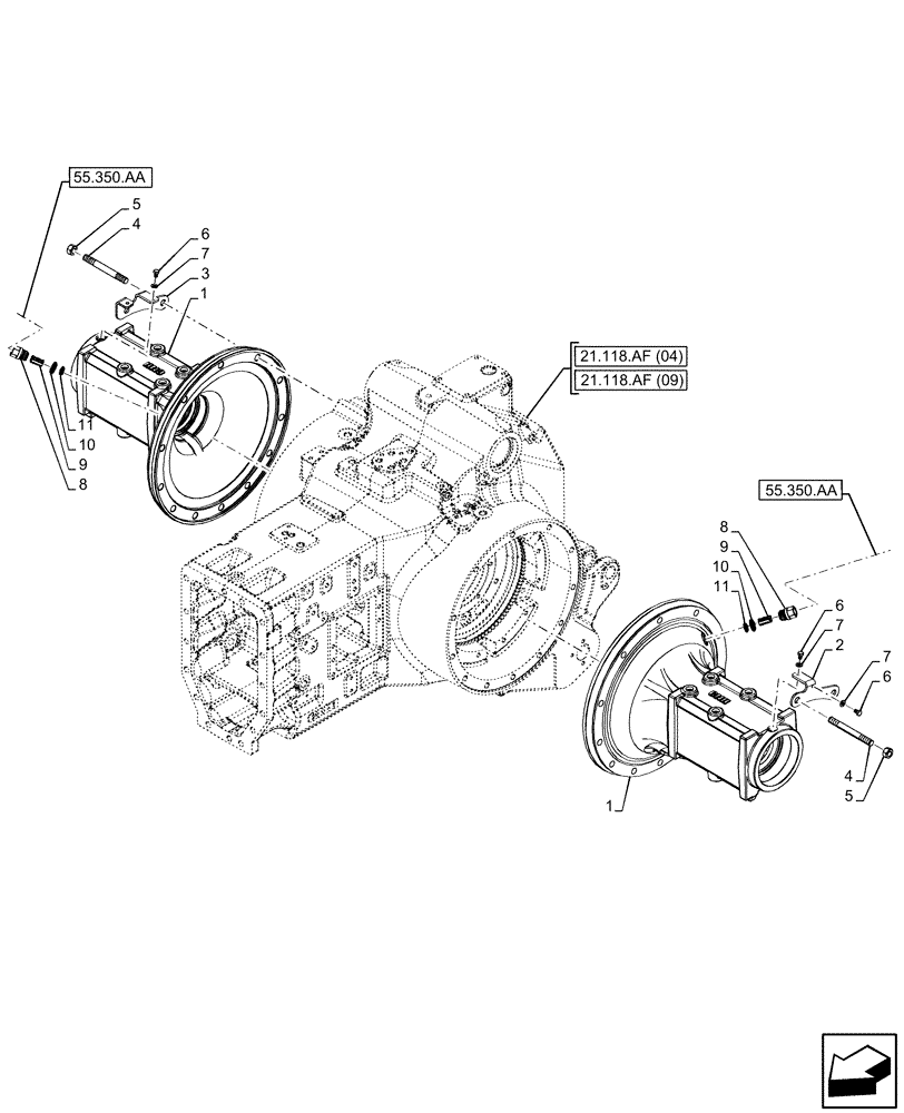 Схема запчастей Case IH PUMA 220 CVT - (27.120.AI[04]) - VAR - 337417, 337418, 337419, 337420, 337421, 337422, 337423, 337424, 337425 - REAR AXLE, FINAL DRIVE, AXLE HOUSING, W/ ANTILOCK BRAKING SYSTEM (ABS) (27) - REAR AXLE SYSTEM