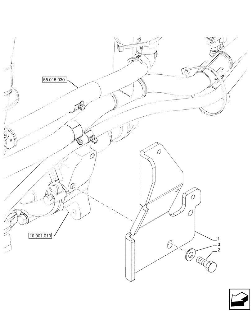 Схема запчастей Case IH FARMALL 120U - (33.224.030) - VAR - 758304, 758305, 758308 - TRAILER BRAKE VALVE, WIRE HARNESS, SUPPORT (33) - BRAKES & CONTROLS