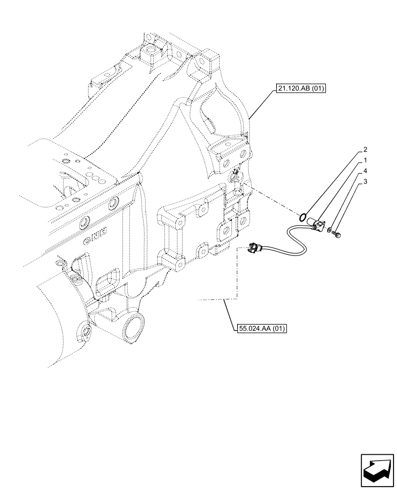 Схема запчастей Case IH PUMA 220 - (55.020.AB[03]) - VAR - 391137, 337426, 337428, 337429, 337430, 337431, 337432, 338397, 758017, 758018, 758019, 758020, 758021, 759052 - TRANSMISSION, SPEED SENSOR (55) - ELECTRICAL SYSTEMS