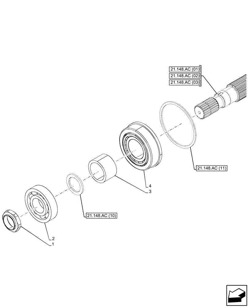 Схема запчастей Case IH PUMA 150 - (21.148.AC[09]) - VAR - 391136, 391138, 391351, 758011, 758012, 758013, 758014, 758015, 758016, 758017, 758018, 758019, 758020, 758021, 758022 - CENTRAL REDUCTION GEAR, BEARING (21) - TRANSMISSION