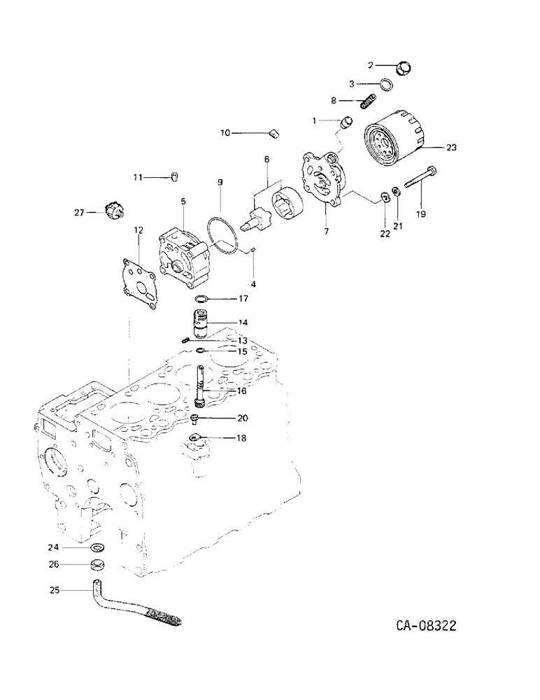 Схема запчастей Case IH 254 - (12-26) - POWER, OIL PUMP, OIL FILTER AND CONNECTIONS Power