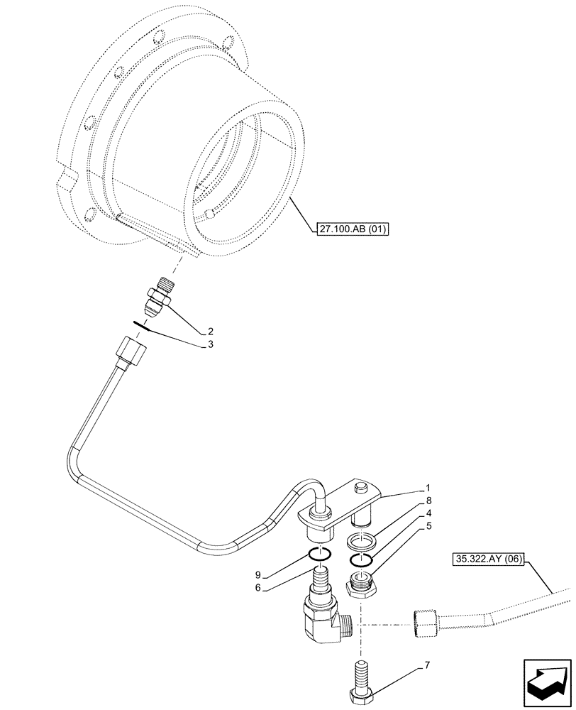 Схема запчастей Case IH PUMA 165 - (27.106.AN[01]) - VAR - 391158, 758052, 758053 - REAR AXLE, DIFFERENTIAL, LOCK, LINE (27) - REAR AXLE SYSTEM