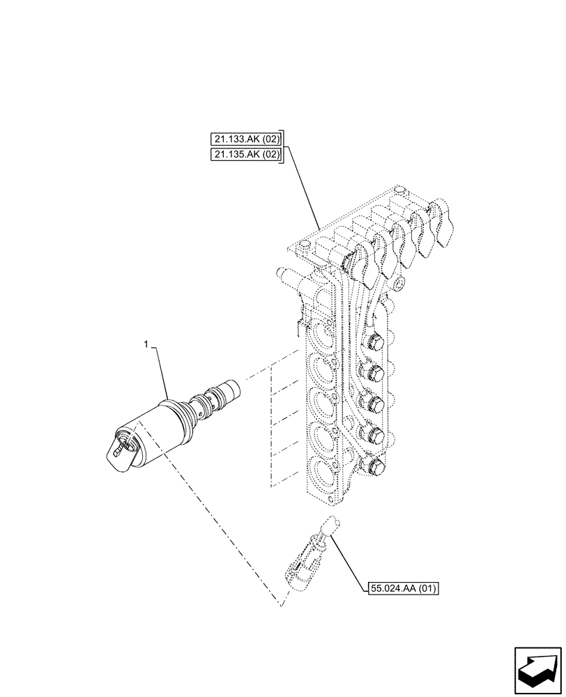 Схема запчастей Case IH PUMA 150 - (55.024.AH[02]) - VAR - 391136, 391351, 758011, 758012, 758013, 758014, 758015 - TRANSMISSION, TEMPERATURE SWITCH (55) - ELECTRICAL SYSTEMS