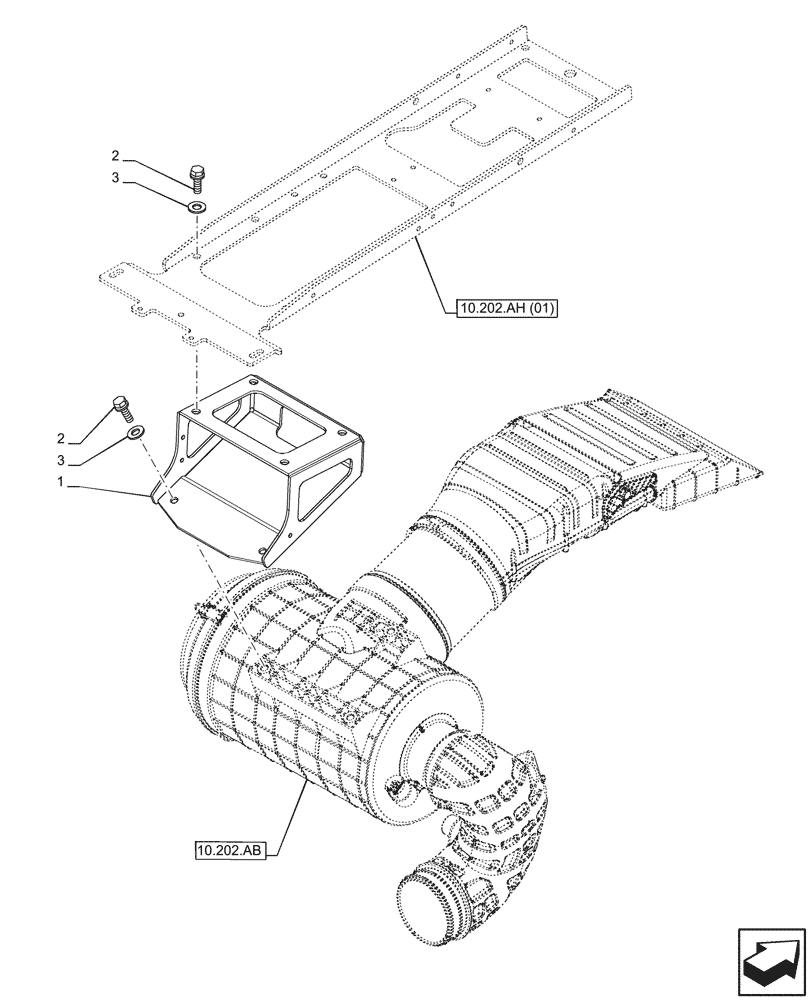 Схема запчастей Case IH PUMA 165 CVT - (10.202.AH[02]) - VAR - 391130, 392753 758000 - AIR CLEANER, SUPPORT, LOWER (10) - ENGINE