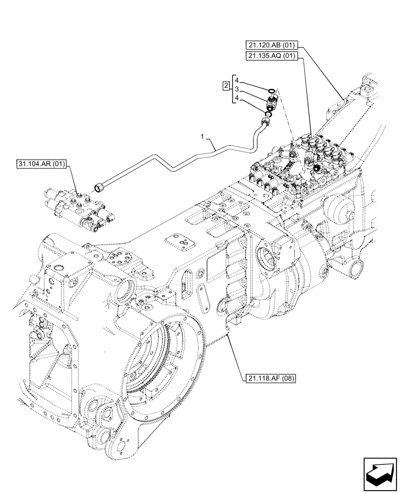 Схема запчастей Case IH PUMA 185 - (35.322.AY[03]) - VAR - 338397, 337426, 337428, 391137, 758017 - TRANSMISSION, LOW PRESSURE, LINE (35) - HYDRAULIC SYSTEMS