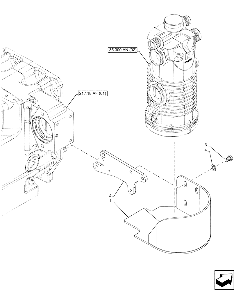 Схема запчастей Case IH PUMA 150 CVT - (35.106.AQ) - VAR - 391136, 391138, 391351, 758011, 758012, 758013, 758014, 758015, 758016, 758017, 758018, 758019, 758020, 758021, 758022, 758867 - OIL COOLER FILTER, SUPPORT (35) - HYDRAULIC SYSTEMS