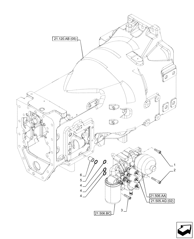 Схема запчастей Case IH PUMA 150 CVT - (21.505.AQ[01]) - VAR - 391138, 758022 - TRANSMISSION CONTROL VALVE (21) - TRANSMISSION