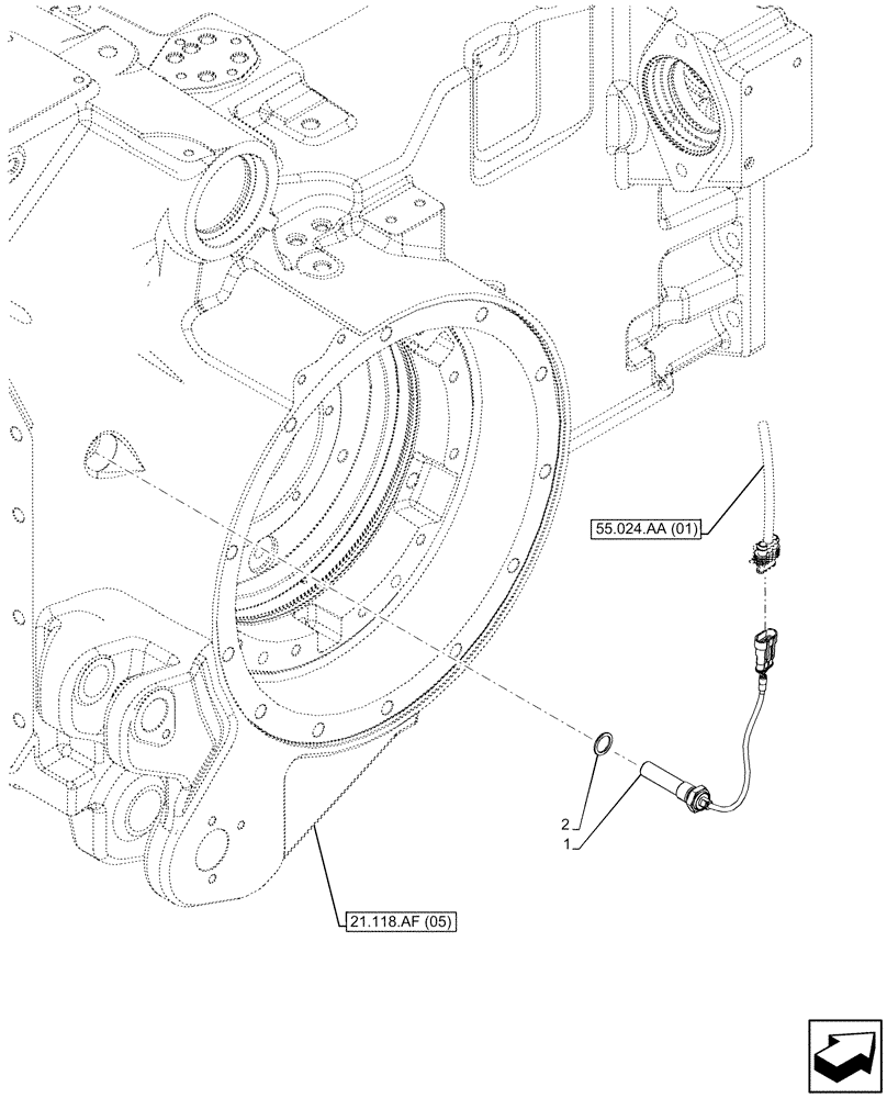 Схема запчастей Case IH PUMA 200 CVT - (55.020.AB[07]) - VAR - 337427, 337433, 391138, 758022, 759053 - TRANSMISSION, SPEED SENSOR (55) - ELECTRICAL SYSTEMS