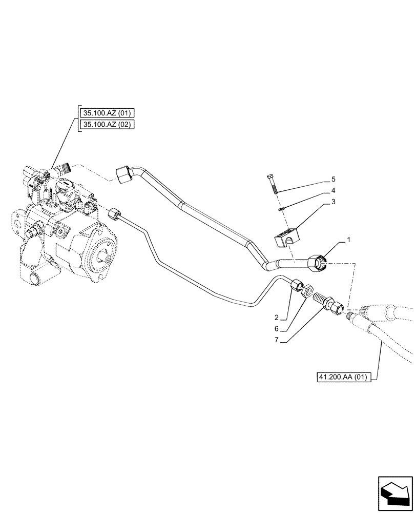 Схема запчастей Case IH PUMA 165 - (41.200.AA[02]) - VAR - 391136, 391351, 758011, 758012, 758013, 758014, 758015, 758016, 758017, 758018, 758019, 758020, 758021 - STEERING VALVE, LINE, POWERSHIFT (41) - STEERING