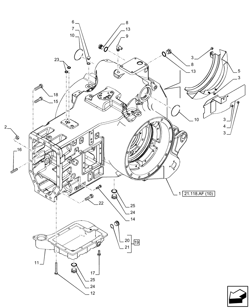 Схема запчастей Case IH PUMA 200 - (21.118.AF[09]) - VAR - 337426, 337428, 337429, 337430, 337431, 337432, 338397, 391137, 758017, 758018, 758019, 758020, 758021, 758868, 759052 - TRANSMISSION HOUSING, POWERSHIFT (21) - TRANSMISSION