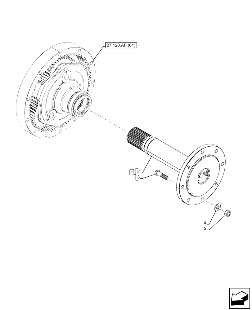 Схема запчастей Case IH PUMA 150 - (27.120.AD[03]) - VAR - 391158 - REAR AXLE, FINAL DRIVE, SHAFT (27) - REAR AXLE SYSTEM