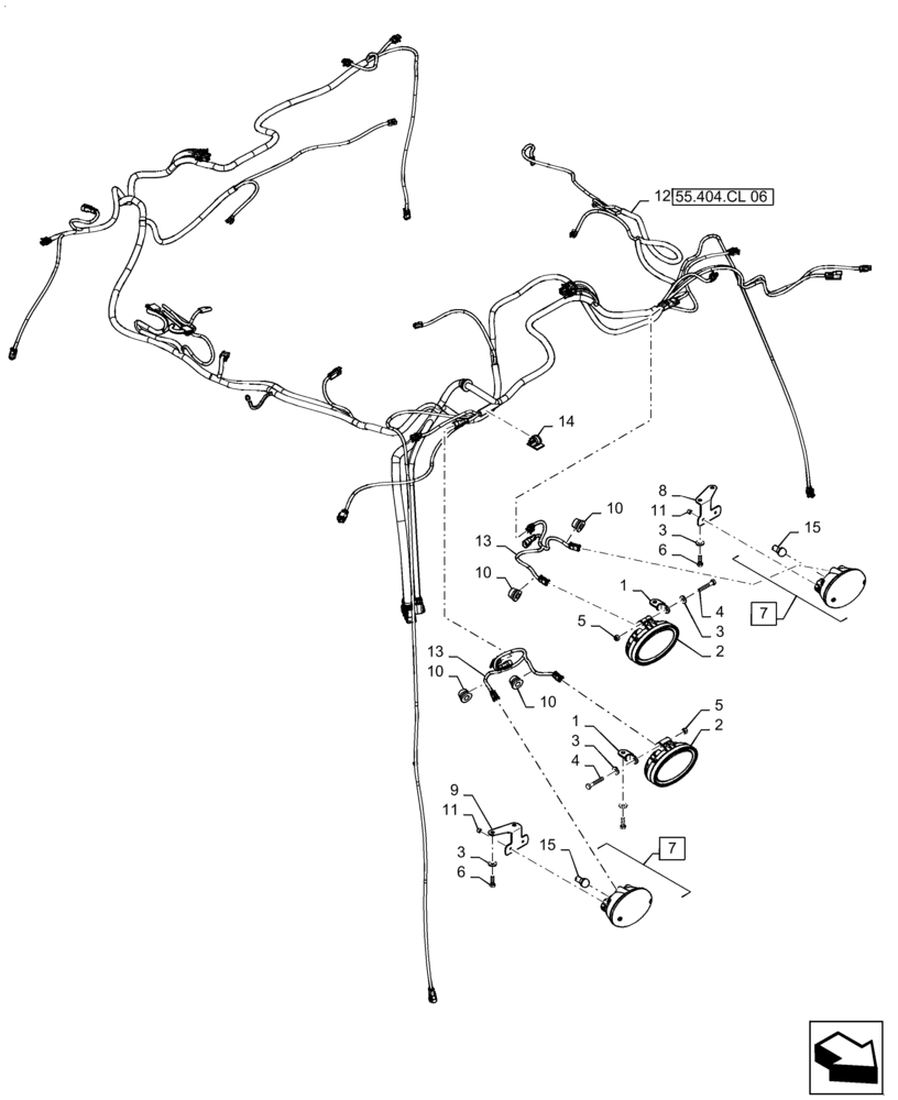 Схема запчастей Case IH PATRIOT 3240 - (55.404.CL[05]) - FRONT CAB LIGHTS (55) - ELECTRICAL SYSTEMS