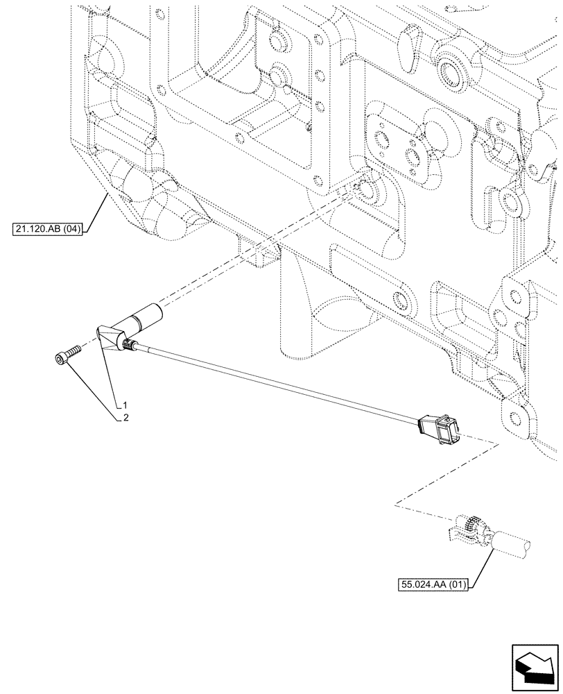 Схема запчастей Case IH PUMA 150 - (55.020.AB[07]) - VAR - 391136, 391351, 758011, 758012, 758013, 758014, 758015 - TRANSMISSION, SPEED SENSOR (55) - ELECTRICAL SYSTEMS