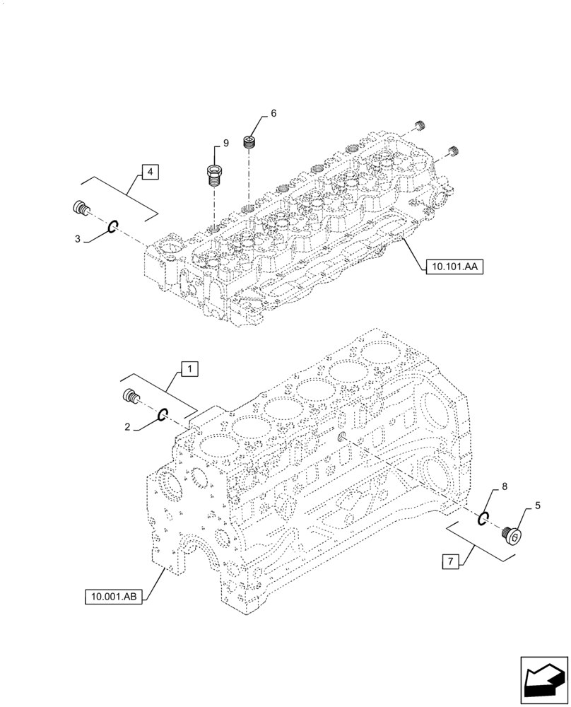 Схема запчастей Case IH PUMA2104 - (10.400.AE[02]) - ENGINE COOLING SYSTEM PIPING (10) - ENGINE