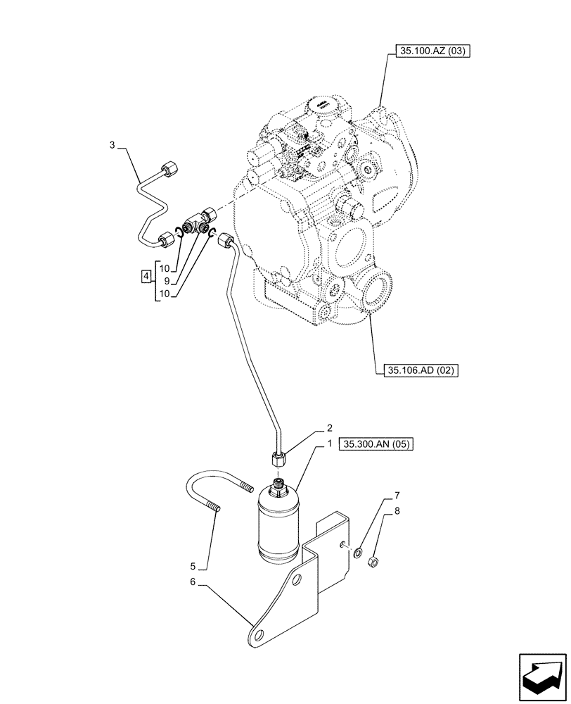 Схема запчастей Case IH PUMA 200 CVT - (35.300.AN[04]) - VAR - 337427, 337433, 391138, 758022, 758870, 759052, 759053 - OIL FILTER, PRIORITY VALVE, CVT (35) - HYDRAULIC SYSTEMS