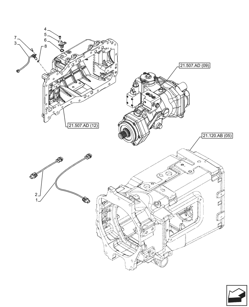 Схема запчастей Case IH PUMA 220 CVT - (55.019.AL) - VAR - 337427, 337433, 391138, 758022, 759053 - TRANSMISSION, SENSOR, HARNESS (55) - ELECTRICAL SYSTEMS