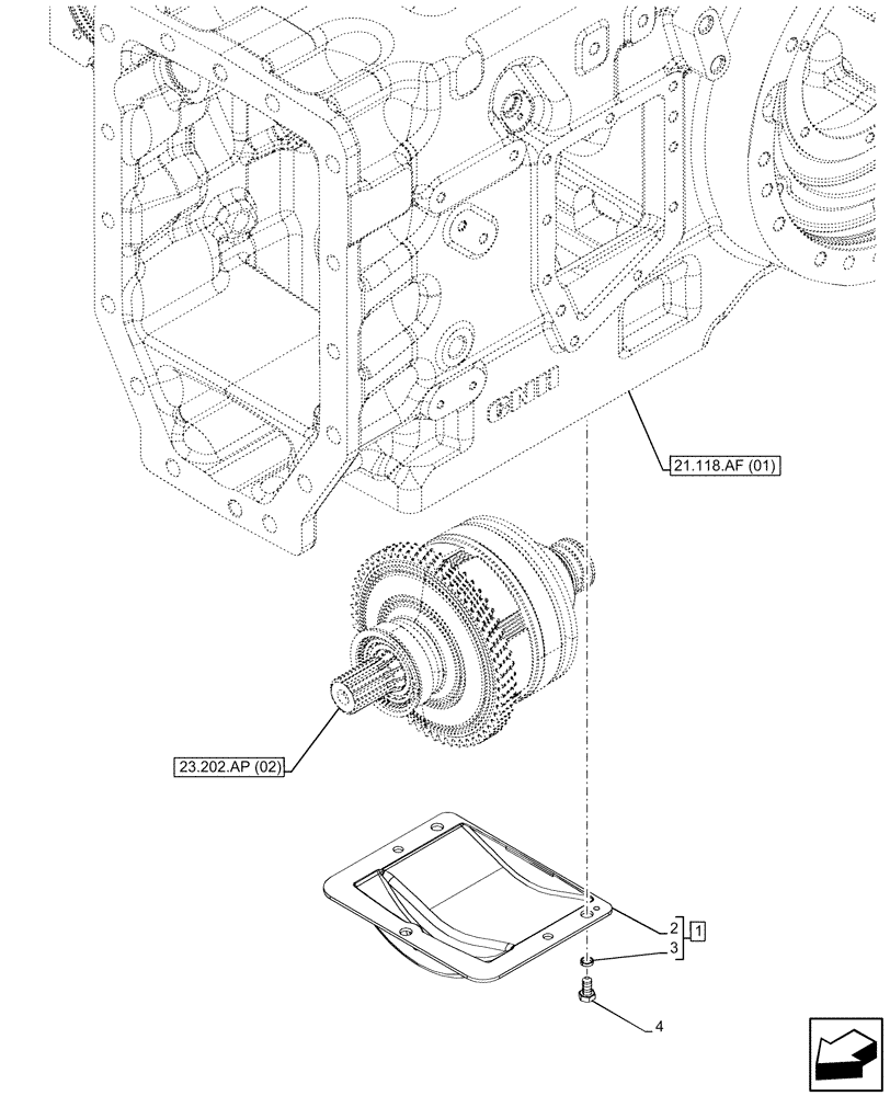 Схема запчастей Case IH PUMA 165 - (21.200.AA[02]) - VAR - 391158, 758052, 758053 - DROP BOX (21) - TRANSMISSION