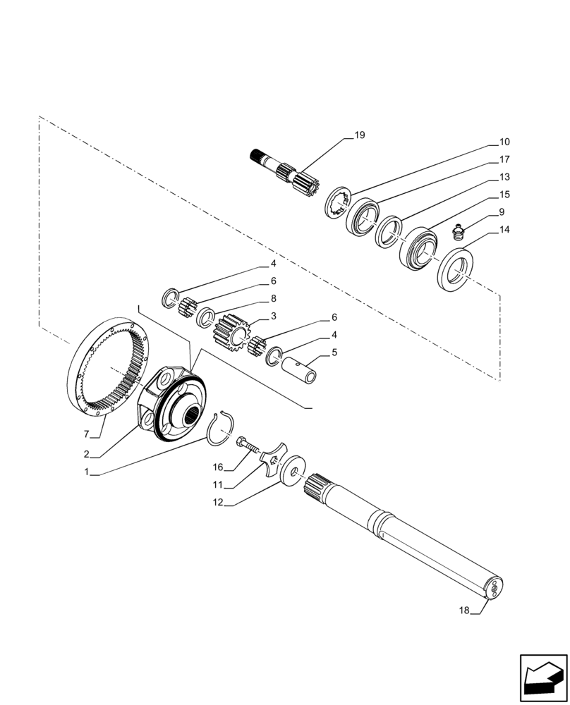 Схема запчастей Case IH PUMA 200 CVT - (27.120.AF[03]) - VAR - 337417, 337418, 337419, 337425 - REAR AXLE, FINAL DRIVE, SHAFT, PLANETARY GEAR, 98 INCH, W/ ANTILOCK BRAKING SYSTEM (ABS) (27) - REAR AXLE SYSTEM