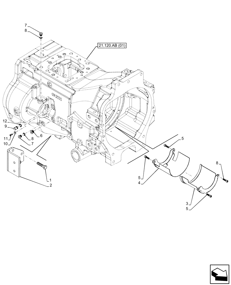 Схема запчастей Case IH PUMA 220 - (21.120.AB[02]) - VAR - 391137, 337426, 337428, 337429, 337430, 337431, 337432, 338397, 758017, 758018, 758019, 758020, 758021, 759052 - GEARBOX, POWERSHIFT (21) - TRANSMISSION