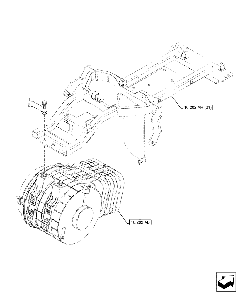 Схема запчастей Case IH PUMA 185 - (10.202.AH[02]) - VAR - 391130, 758000 - AIR CLEANER, SUPPORT, LOWER (10) - ENGINE