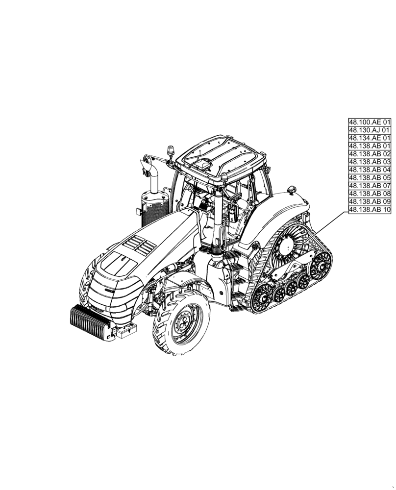Схема запчастей Case IH MAGNUM 340 - (00.000.48[01]) - PICTORIAL INDEX - SUSPENSION AND TRACKS (00) - GENERAL & PICTORIAL INDEX