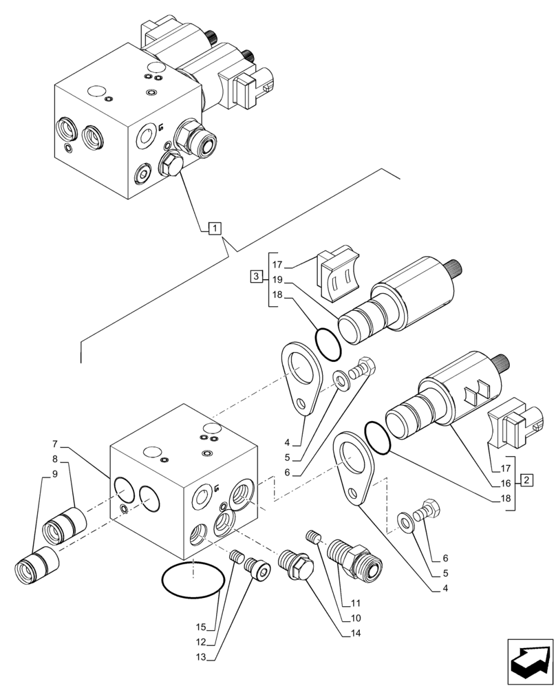 Схема запчастей Case IH PUMA 200 - (25.122.AL[02]) - VAR - 758048, 758049 - FRONT AXLE, SUSPENDED, CONTROL VALVE, COMPONENTS, POWERSHIFT (25) - FRONT AXLE SYSTEM