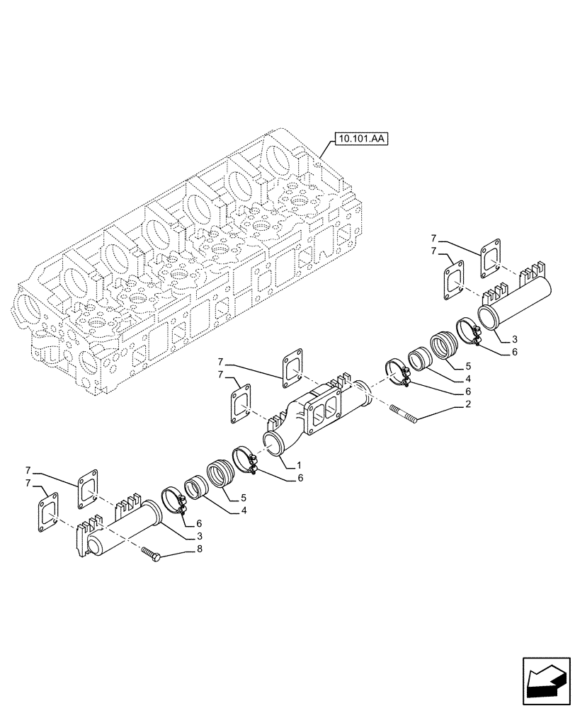 Схема запчастей Case IH F3CE9684A H001 - (10.254.AC) - EXHAUST MANIFOLD (10) - ENGINE