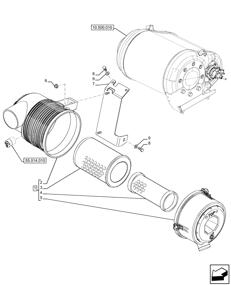 Схема запчастей Case IH FARMALL 120U - (10.202.010) - VAR - 330200, 390200 - AIR CLEANER (10) - ENGINE