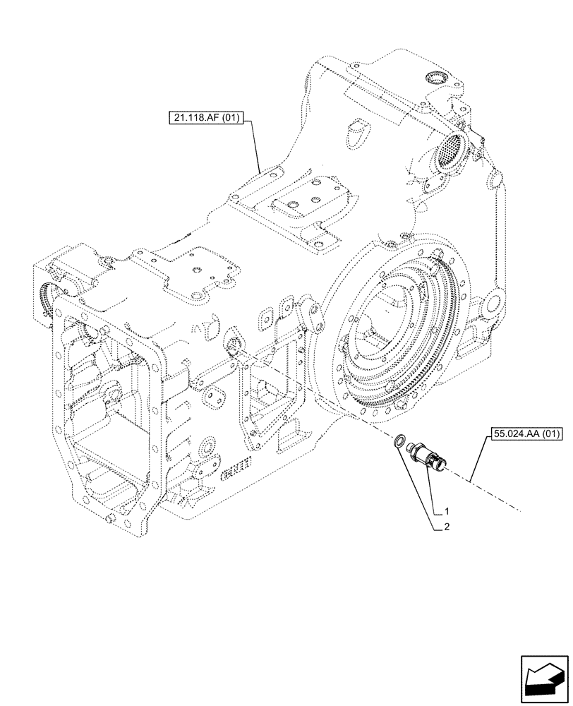 Схема запчастей Case IH PUMA 150 - (55.020.AB[02]) - VAR - 391136, 391351, 758011, 758012, 758013, 758014, 758015, 758016, 758017, 758018, 758019, 758020, 758021 - TRANSMISSION, SENSOR (55) - ELECTRICAL SYSTEMS