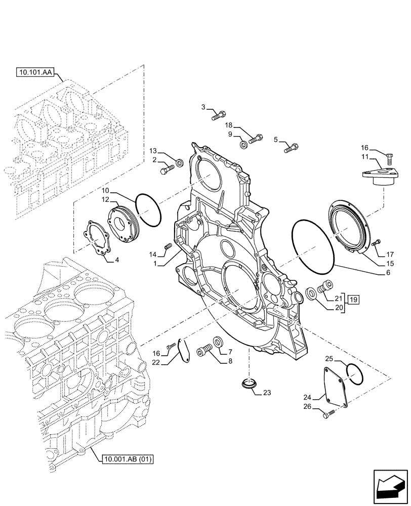 Схема запчастей Case IH F3CE9684A H001 - (10.102.BE) - CRANKCASE COVERS (10) - ENGINE