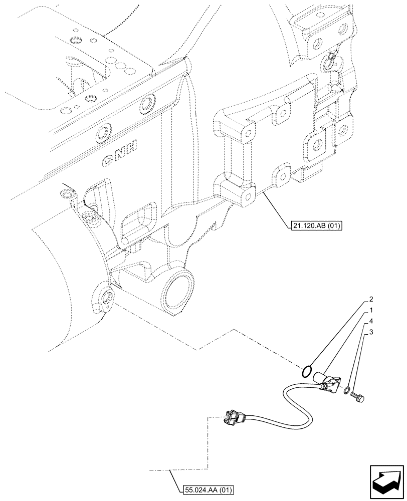 Схема запчастей Case IH PUMA 185 - (55.020.AB[02]) - VAR - 391137, 337426, 337428, 337429, 337430, 337431, 337432, 758017, 758018, 758019, 758020, 758021, 759052 - TRANSMISSION, SPEED SENSOR (55) - ELECTRICAL SYSTEMS