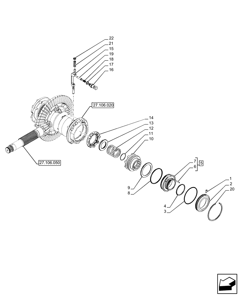 Схема запчастей Case IH FARMALL 120U - (27.106.020) - VAR - 391264 - DIFFERENTIAL GEAR, COMPONENTS (27) - REAR AXLE SYSTEM