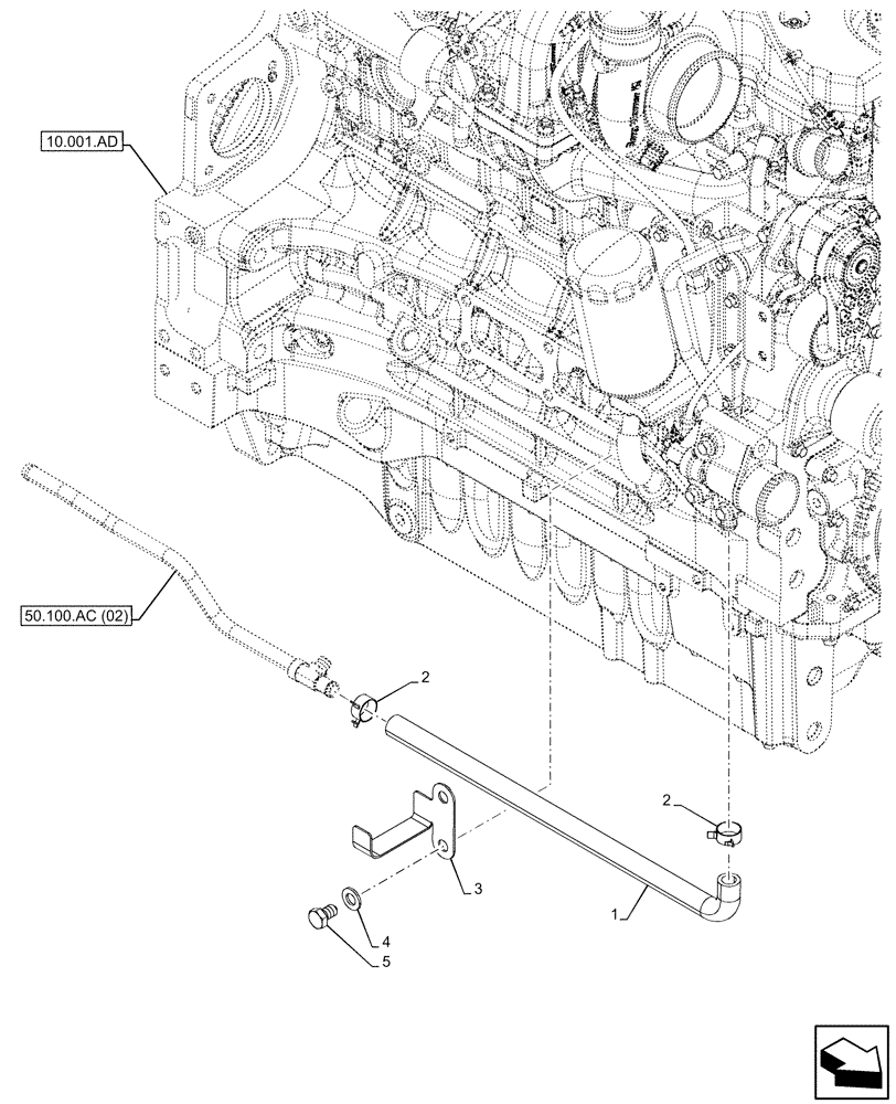 Схема запчастей Case IH PUMA 220 CVT - (50.100.AC[03]) - VAR - 758038, 758039, 758041, 758042, 758043, 758044 - HEATER, LINE (50) - CAB CLIMATE CONTROL