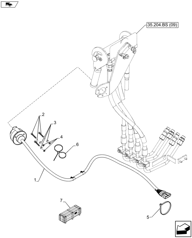 Схема запчастей Case IH FARMALL 105U - (55.510.BM[06]) - VAR - 744712 - LOADER, EXTENSION, FRONT (55) - ELECTRICAL SYSTEMS