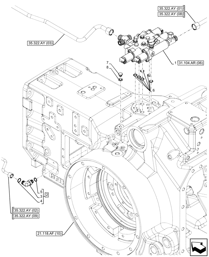 Схема запчастей Case IH PUMA 200 - (31.104.AR[05]) - VAR -332337, 332339, 337429, 337431, 391137, 758018, 758020, 759052 - PTO, CONTROL VALVE (31) - IMPLEMENT POWER TAKE OFF