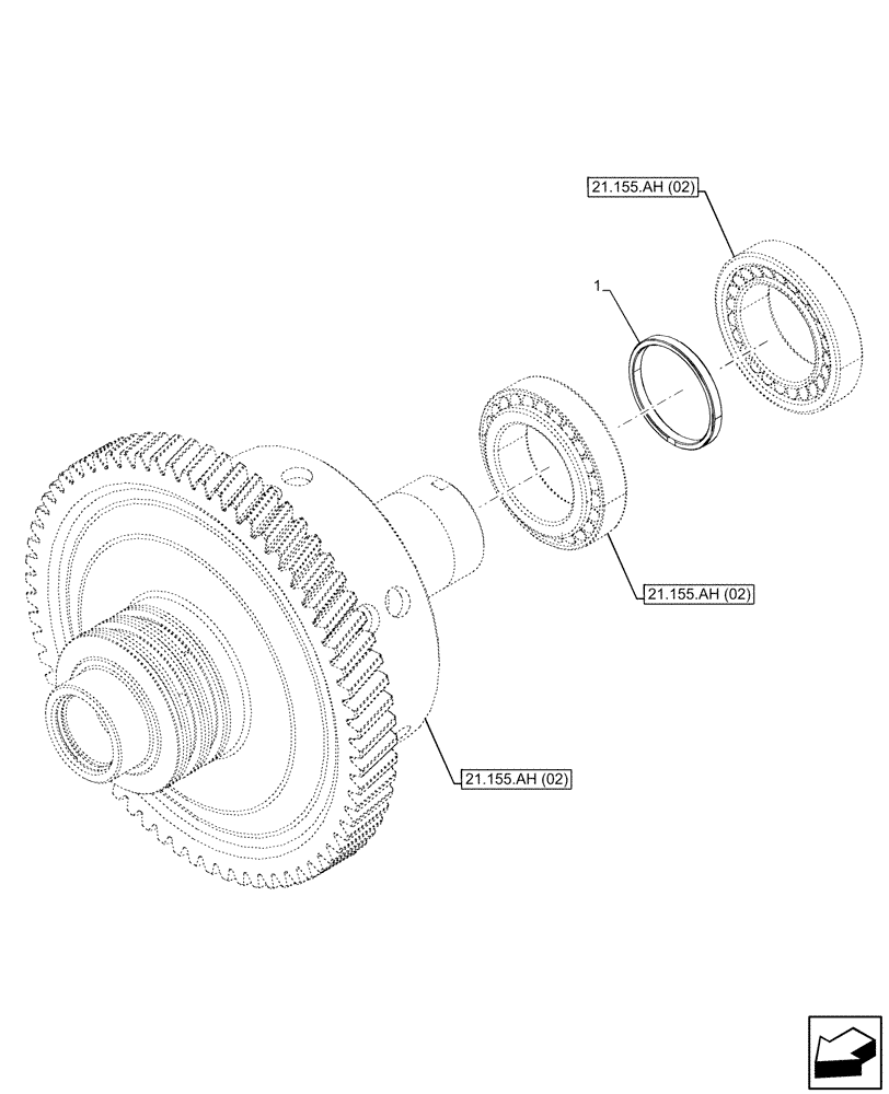 Схема запчастей Case IH PUMA 150 - (21.155.AH[04]) - VAR - 708016, 708017, 708018, 708019, 708020, 708021 - TRANSMISSION, SPLITTER, SHIM, FULL-POWERSHIFT (21) - TRANSMISSION