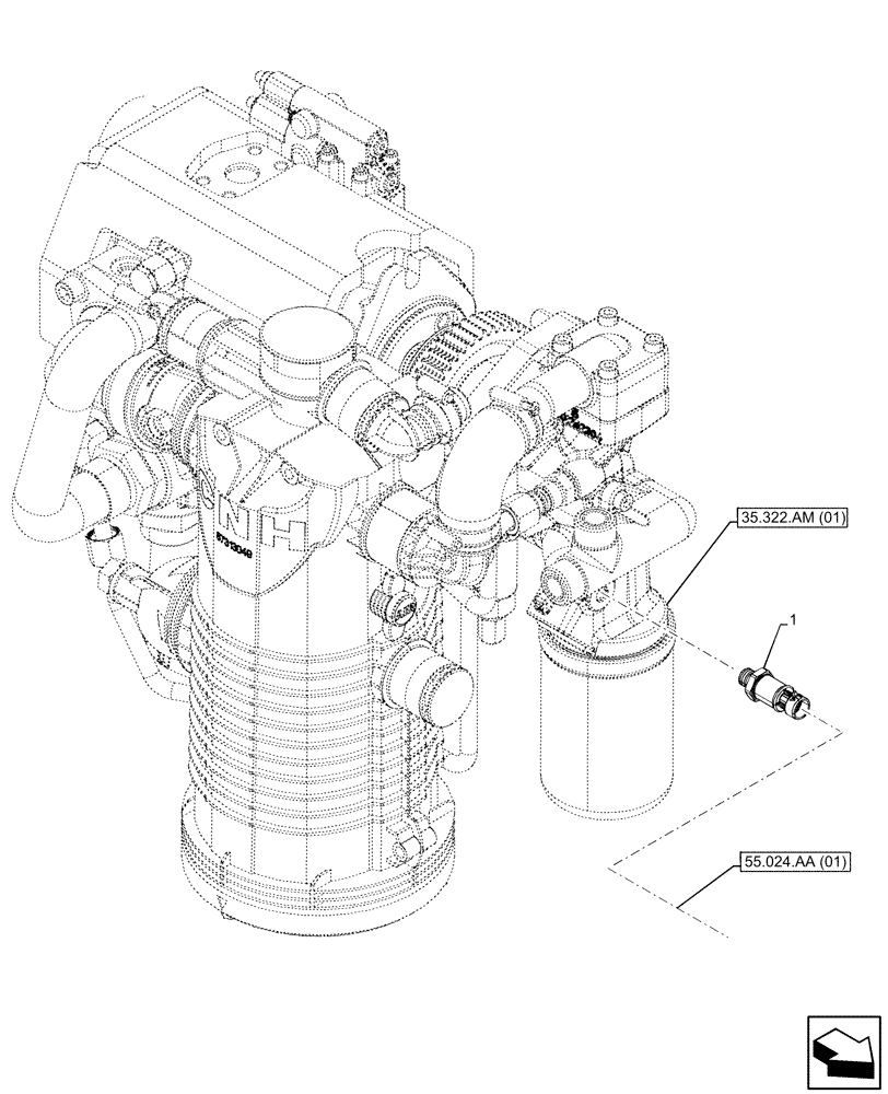 Схема запчастей Case IH PUMA 200 CVT - (55.036.AG[03]) - VAR - 337427, 3374733, 391138, 758022, 759052, 759053 - OIL PRESSURE GAUGE, SENSOR (55) - ELECTRICAL SYSTEMS