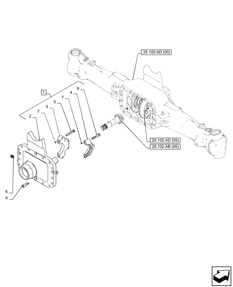 Схема запчастей Case IH PUMA 185 CVT - (25.102.AC[06]) - VAR - 337416 - SUSPENDED FRONT AXLE, W/ BRAKE, DIFFERENTIAL CARRIER (25) - FRONT AXLE SYSTEM