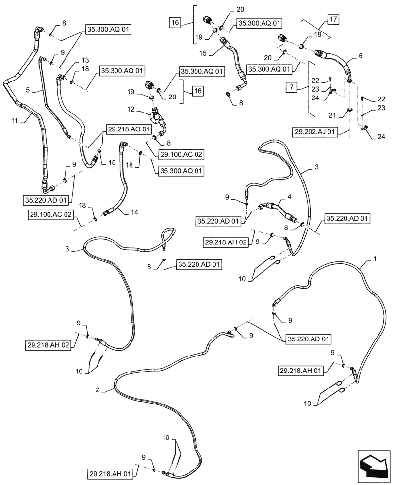 Схема запчастей Case IH PATRIOT 2250 - (29.218.AO[02]) - CASE DRAIN LINES (29) - HYDROSTATIC DRIVE