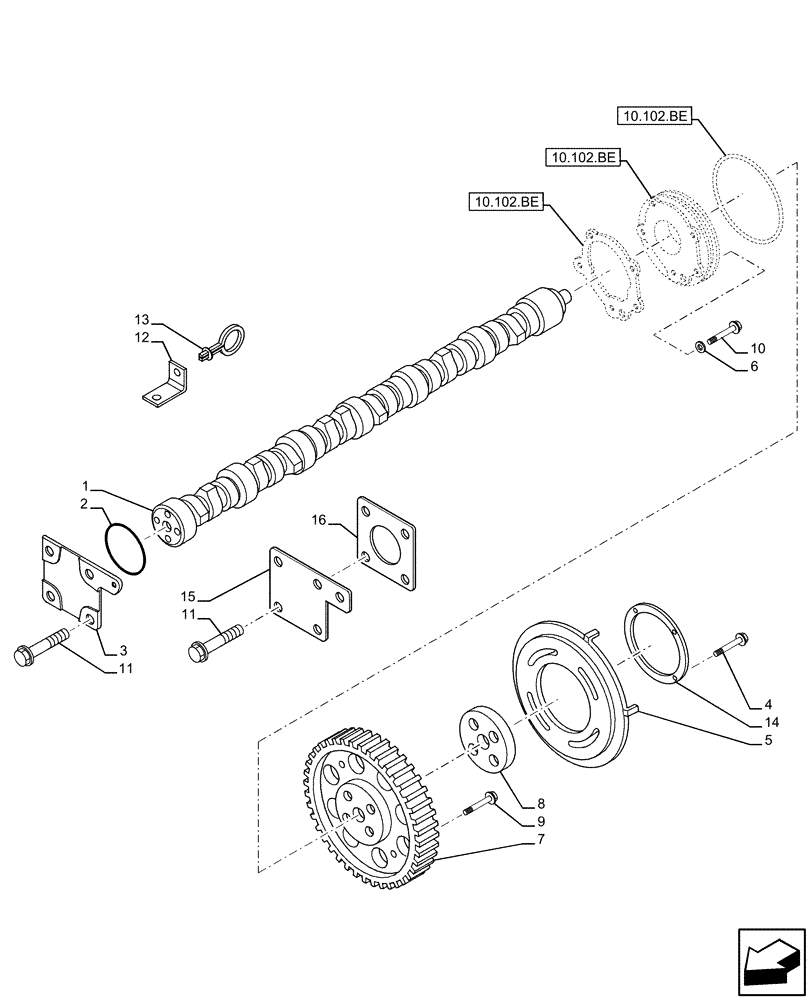 Схема запчастей Case IH F3BE9684A H001 - (10.106.AA) - CAMSHAFT, TIMING CONTROL (10) - ENGINE