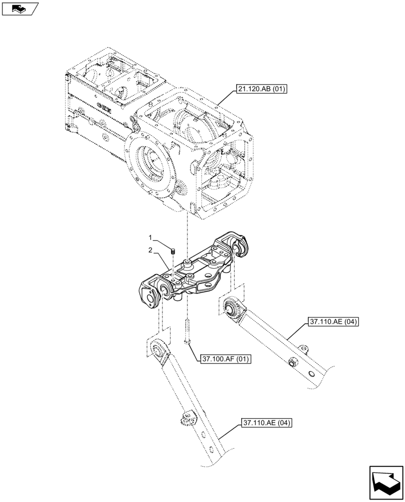 Схема запчастей Case IH FARMALL 105U - (37.120.AV[02]) - VAR - 332953, 392953 - EDC PIN SUPPORT (37) - HITCHES, DRAWBARS & IMPLEMENT COUPLINGS