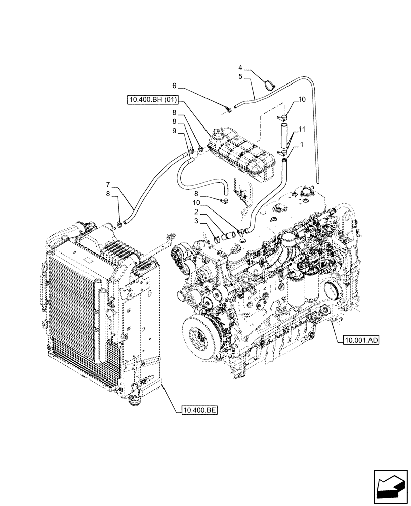 Схема запчастей Case IH PUMA 150 - (10.400.AK) - VAR - 391130, 758000 - EXPANSION TANK, HOSE (10) - ENGINE