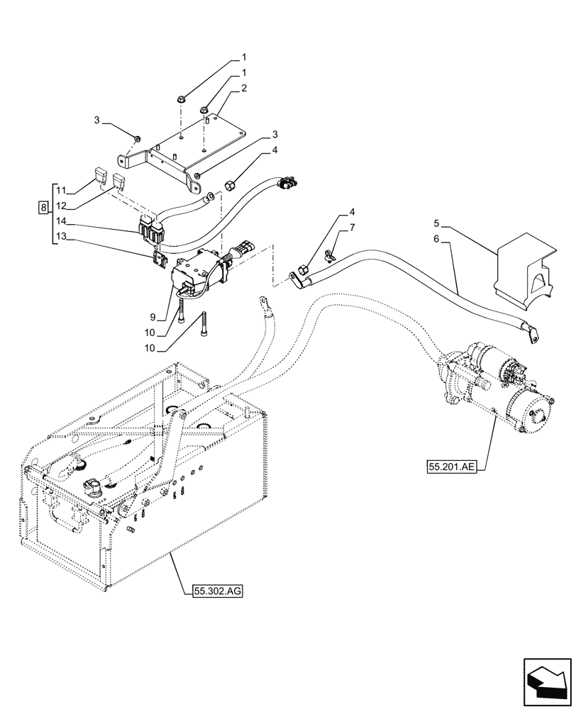 Схема запчастей Case IH PUMA 185 - (55.302.AI[01]) - VAR - 391130, 758000 - BATTERY ISOLATOR (55) - ELECTRICAL SYSTEMS